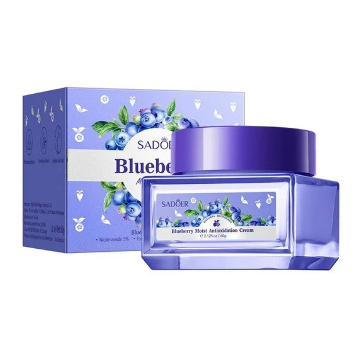 کرم مرطوب‌کننده صورت، دست سادور مدل بلوبری هیالورونیک اسید مناسب برای انواع پوست وزن 60 گرم